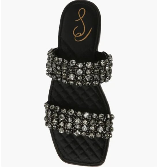 Sam Edelman Women's Ezel Black Crystal Embellished Sandals - Size 7.5 - Picture 3 of 8